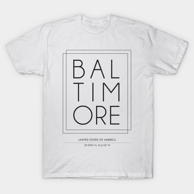 Baltimore city minimal typography T-Shirt by StudioGrafiikka